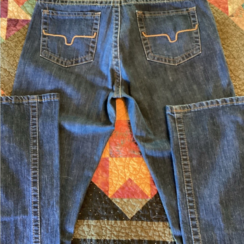 Dark Blue Denim Jeans with Orange Stitching